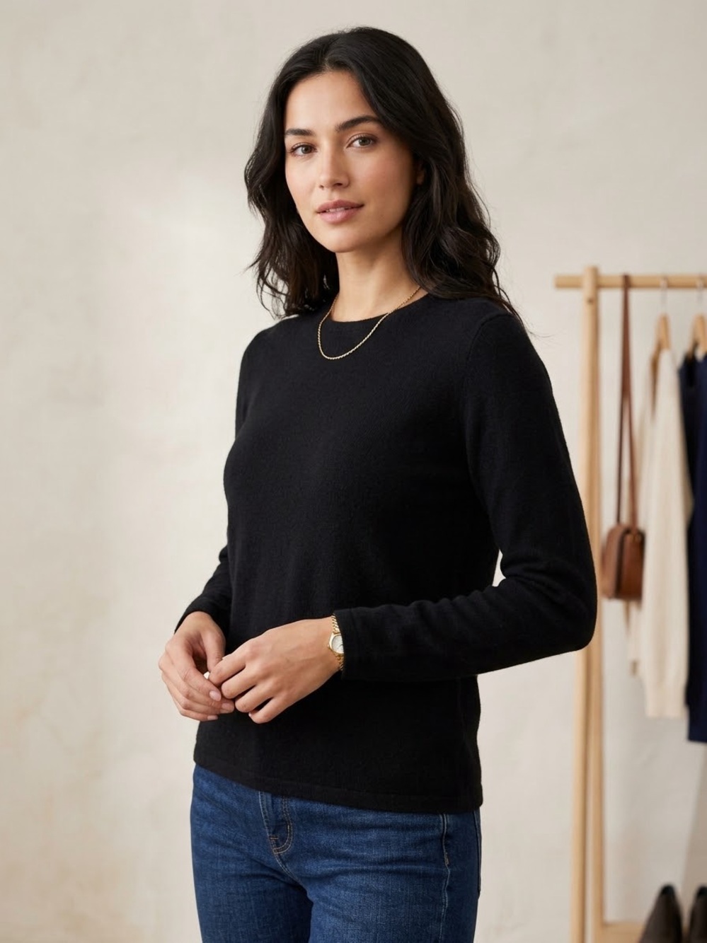 Charter Club 100% 2-Ply Cashmere Black Crewneck Sweater